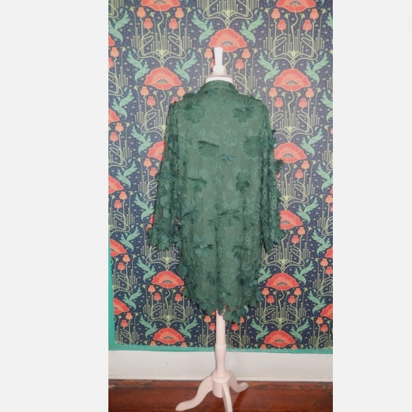 J. Marie Seraphina Dark Green 3D Floral Crochet Mini Tunic Dress Nwt M - Picture 6 of 6